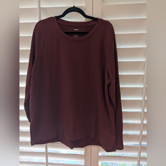 Women's Plus XXL Tunic Sweatshirt Rust/Brown - Picture 6 of 9